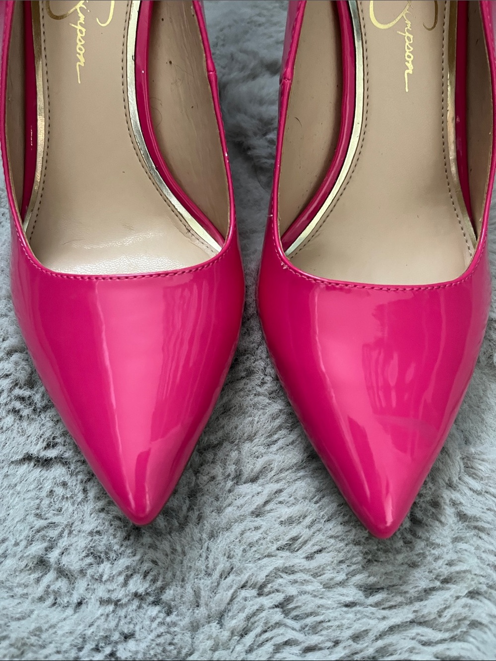 Jessica Simpson Patent Pointed-Toe Pumps in Hot Pink - Picture 3 of 5